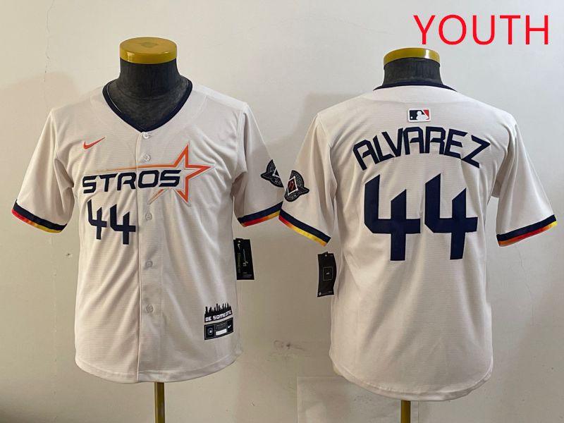 Youth Houston Astros #44 Alvarez Cream Three generations Joint Name 2025 Nike MLB Jersey style 4113->youth mlb jersey->Youth Jersey